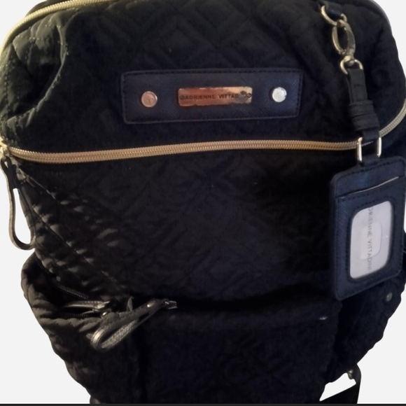 Adrienne Vittadini Black Quilted Backpack